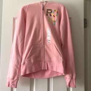 NWT Roxy Pink Sherpa Fleece Jacket Zip Hoodie M